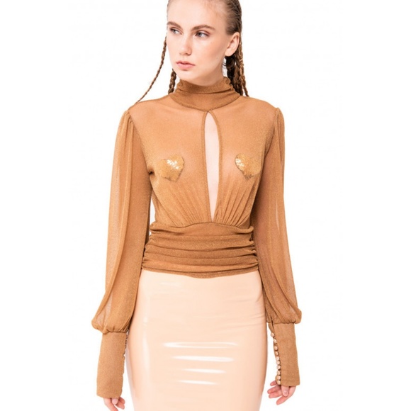 KIKI RIKI  SHEER V-NECKLINE BLOUSE 🆕 - Picture 2 of 8